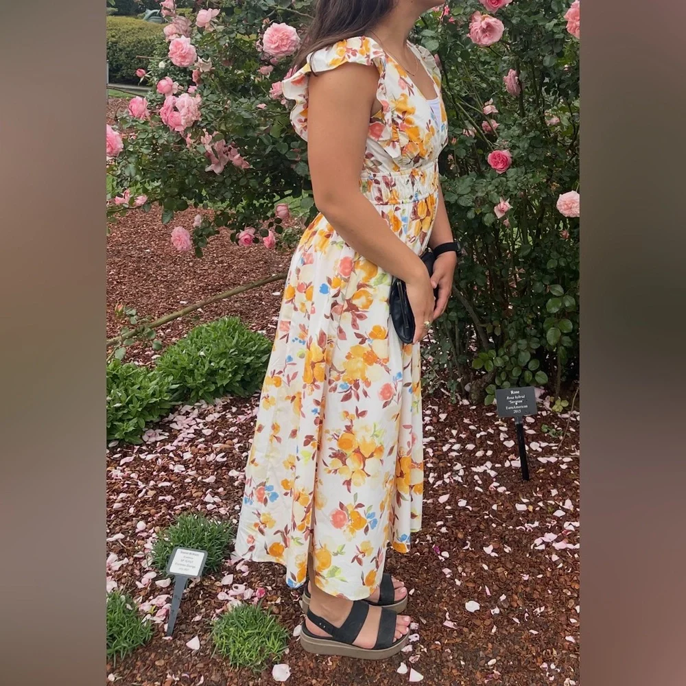 Abercrombie & Fitch Flutter Sleeve Midi Dress - Picture 2 of 12
